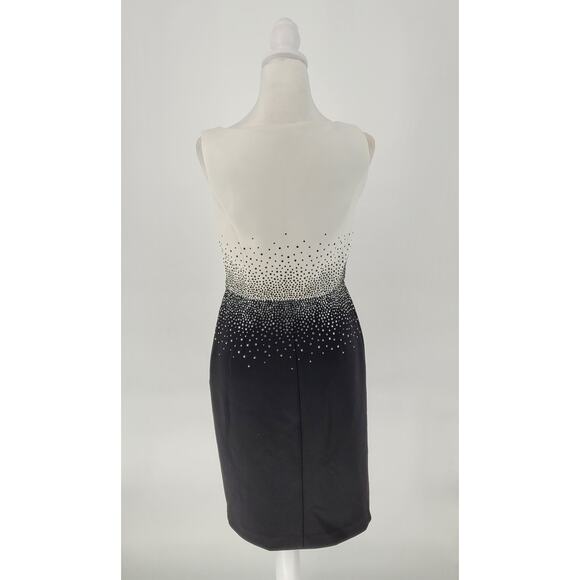 Calvin Klein Womens Ivory/Black Bedazzled Sheath Dress Size 4 Glam Chic Elegant - Picture 4 of 8